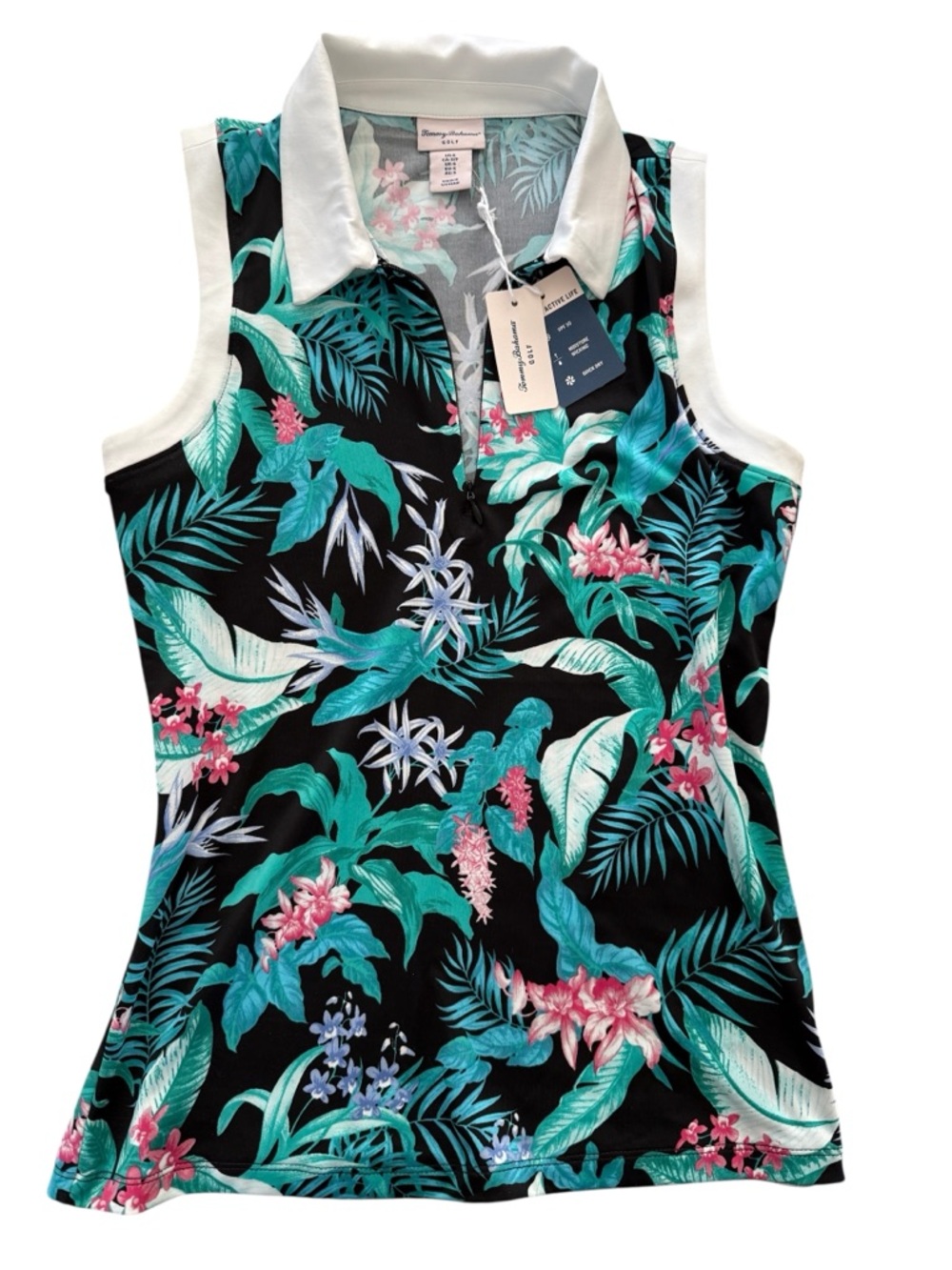 Tommy Bahama Golf Shirt Women’s Size S Sleeveless Floral Print Preppy UPF 50